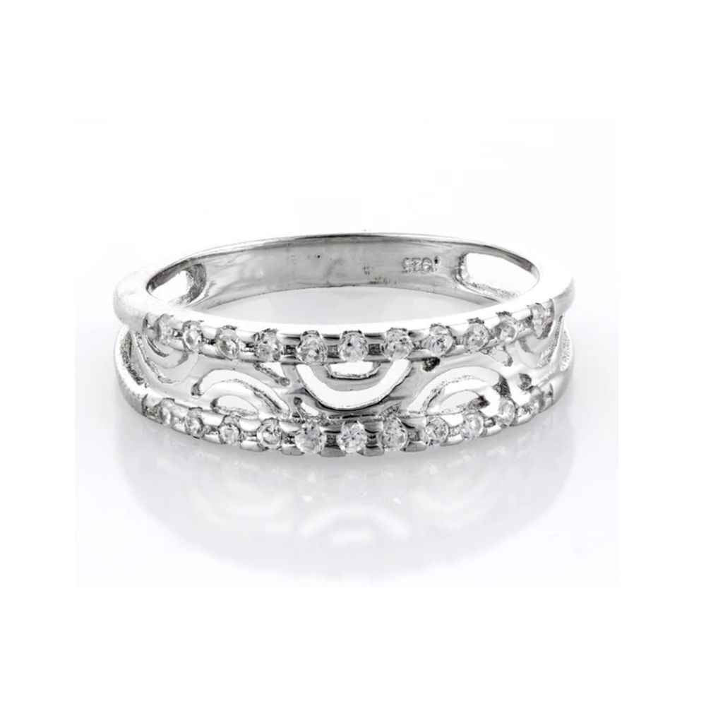Gorgeous Unique 1Ct. Sim Diamond Filigree Band Ring Sz 8~925 Sterling